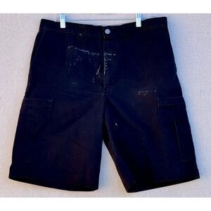 Dickies Mens Black Cargo Shorts Custom Hemmed Workwear Paint Splatter LR542BK 36
